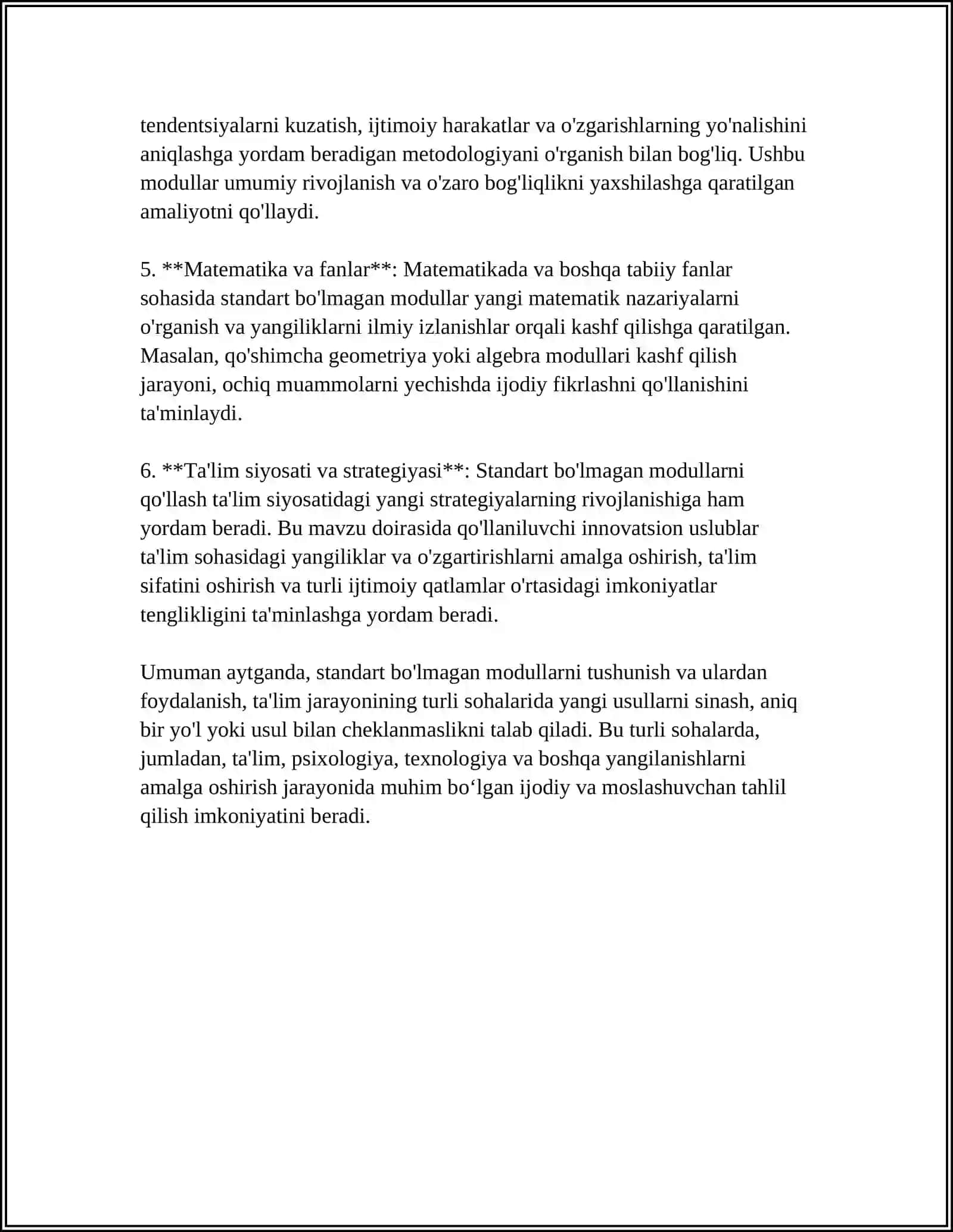 NOSTANDART MODULLARNI YARATISH VA ULARNI DASTURDA QOʻLLASH 4