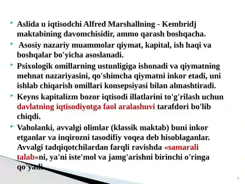 KEYNS VA ZAMONAVIY KEYNSCHILAR 4