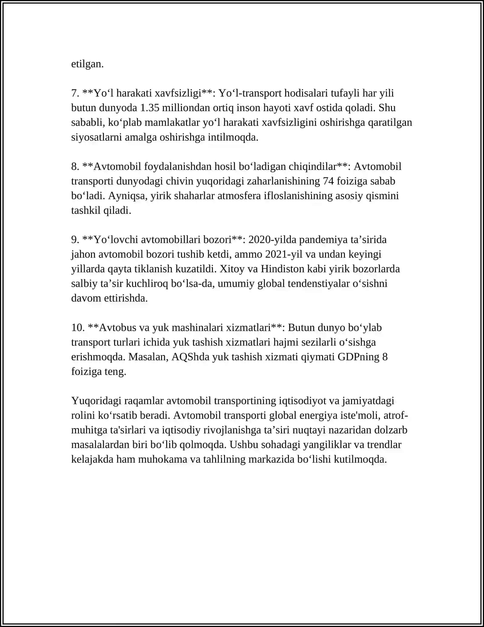 TRANSPORT TURLARINING QIYOSIY TAVSIFI 4