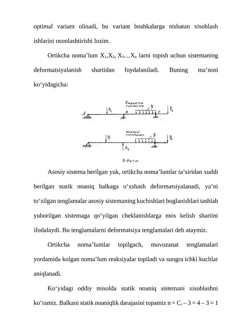 Oddiy statik noaniq sistemalar xisobi 4