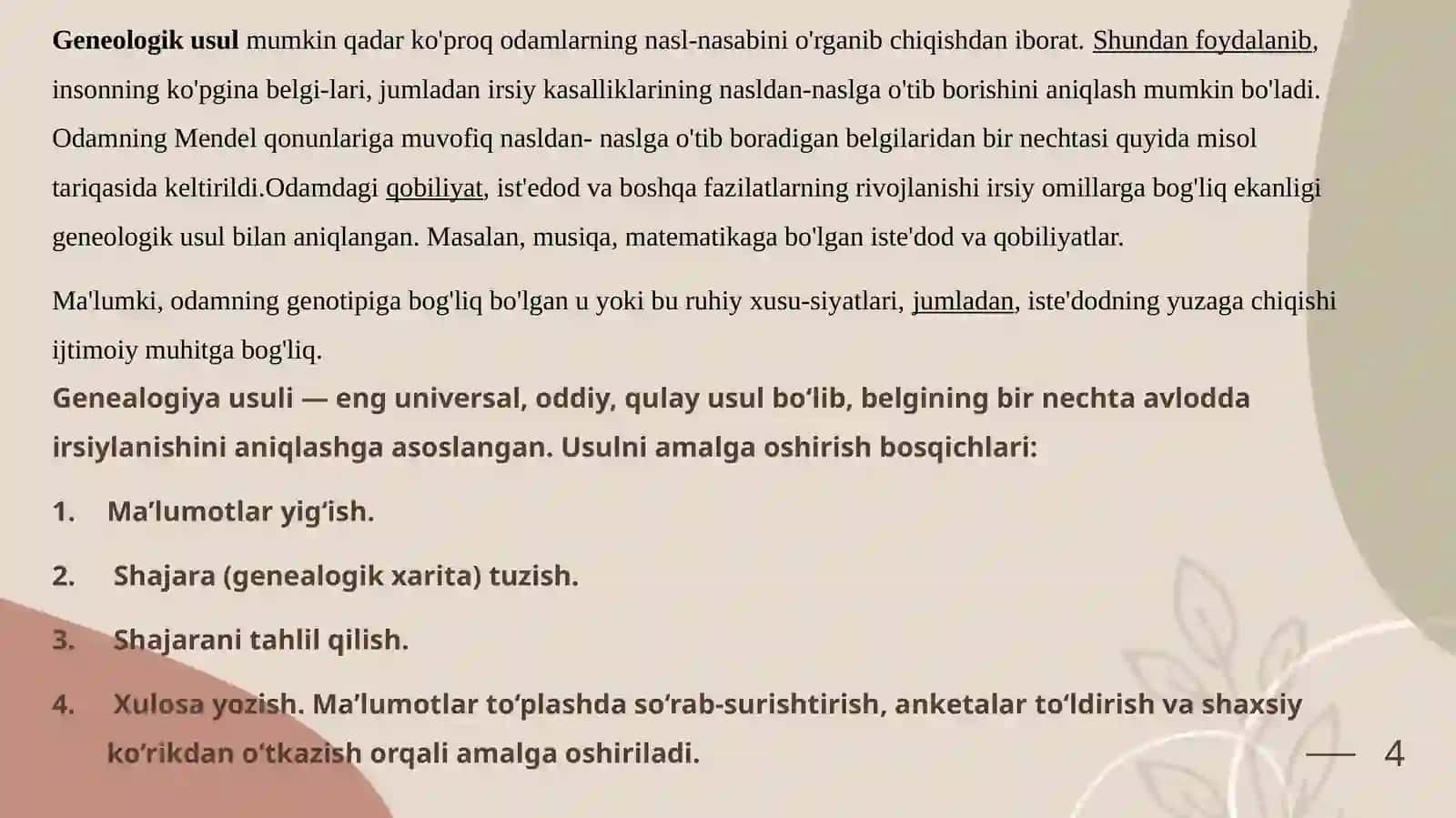 Insongenetikasini o'rganish usullari 4