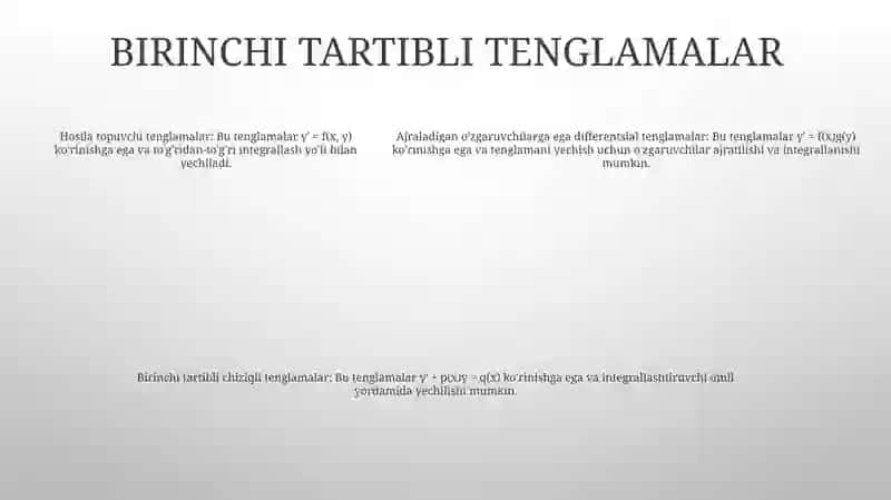 Oliy Matematikadan Oddiy Diferensial Tenglamalar 4