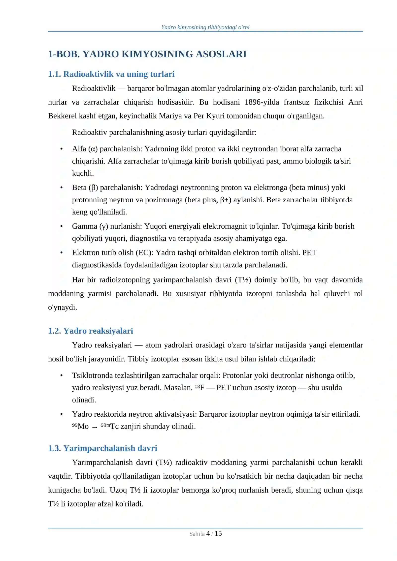 YADRO KIMYOSINING TIBBIYOTDAGI O'RNI 4