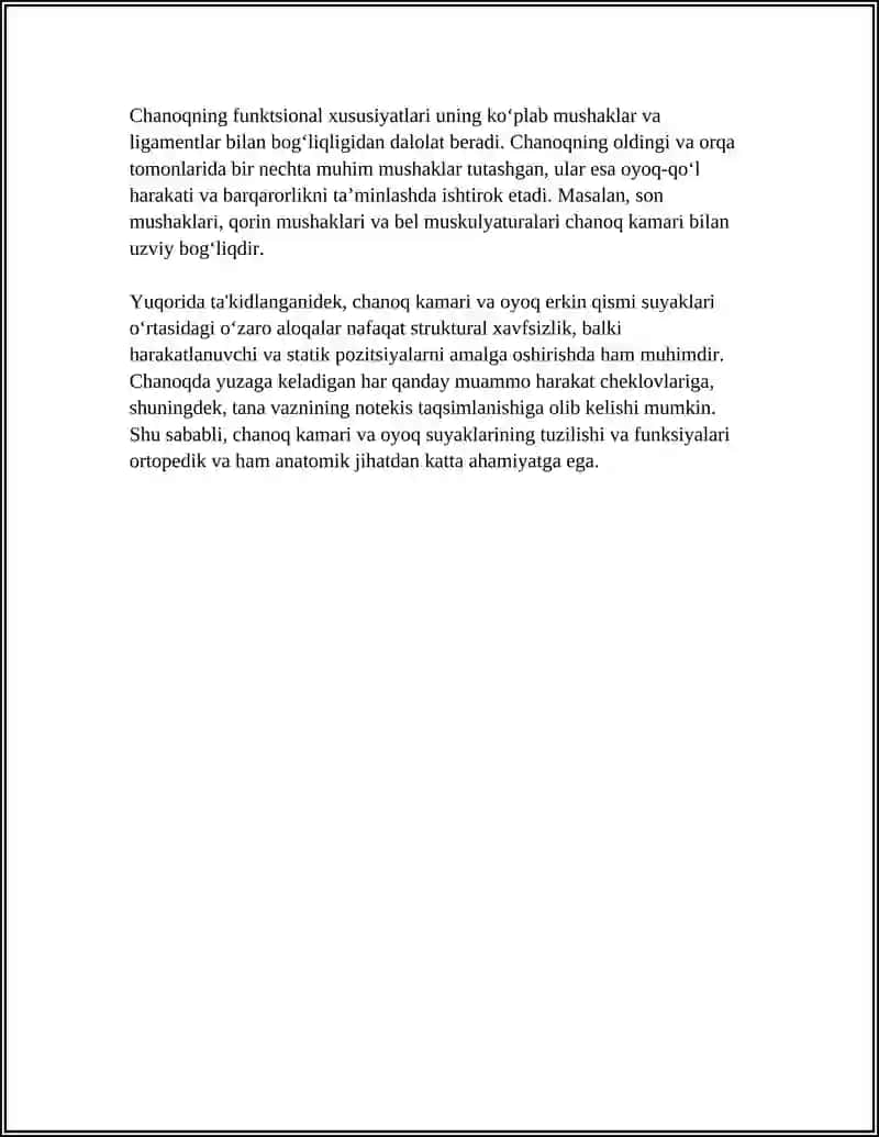 CHANOQ KAMARI VA OYOQ ERKIN QISMI SUYAKLARI. TUZILISHI VA ULARNING YOSHGA DOIR XUSUSIYATLARI 4