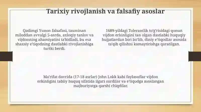 Vijdon va e'tiqod erkinligining ta'rifi 4
