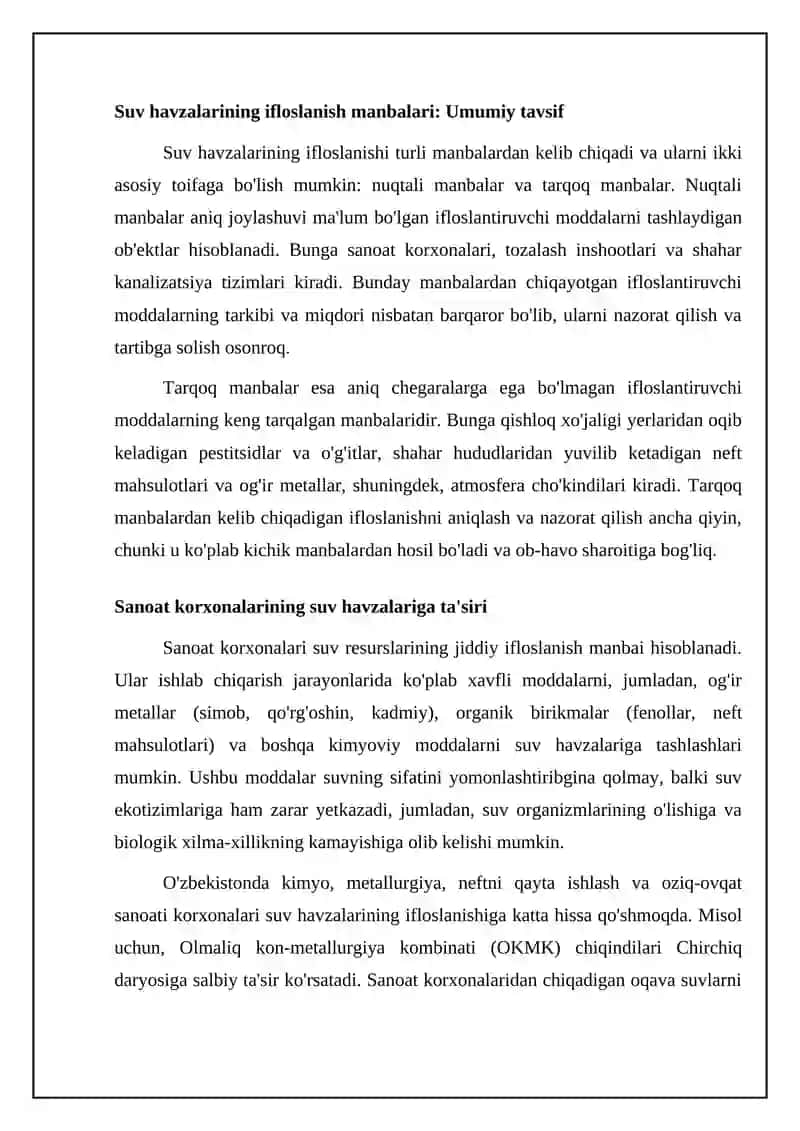 Suv resurslaridan foydalanishda ekologik xavfsizlik masalalari 4