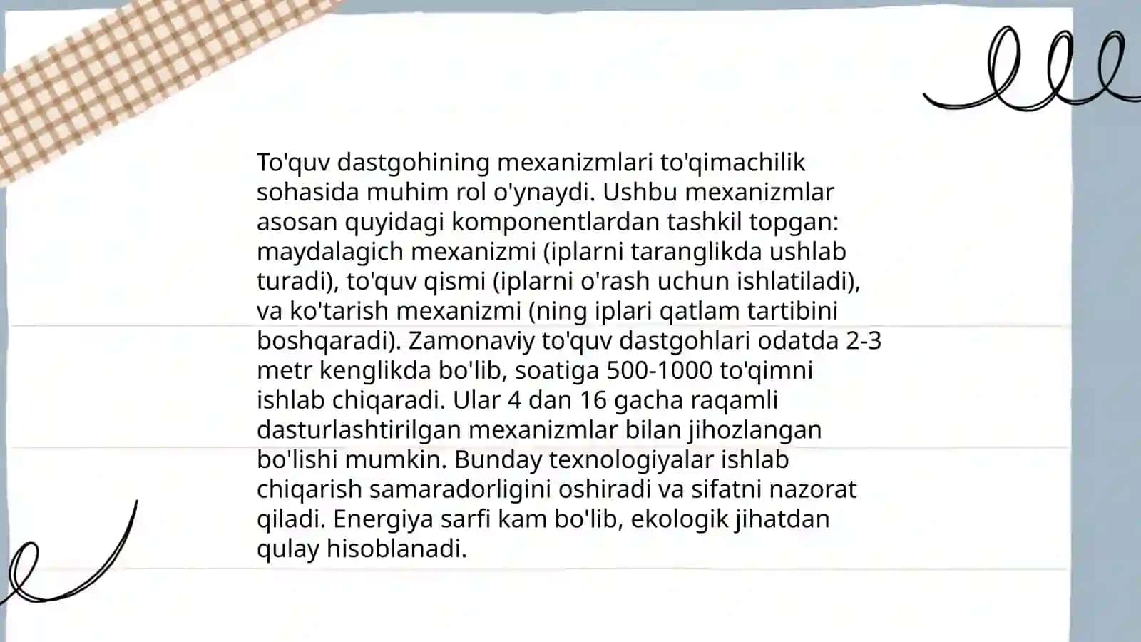 To'quv dastgohlarining tuzilishi 4
