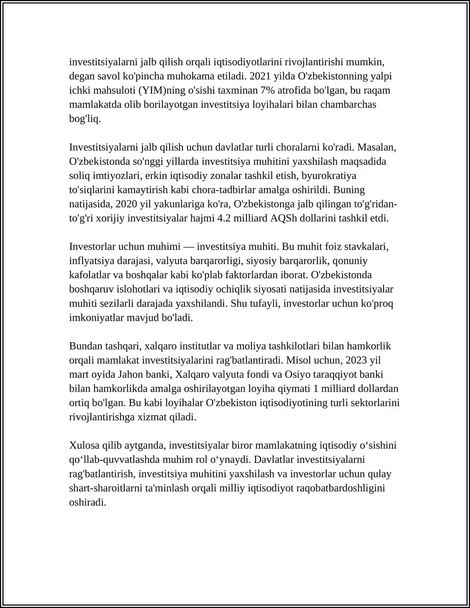 INVESTITSIYA MOHIYATI, IQTISODIY MAZMUNI VA TURLARI 4