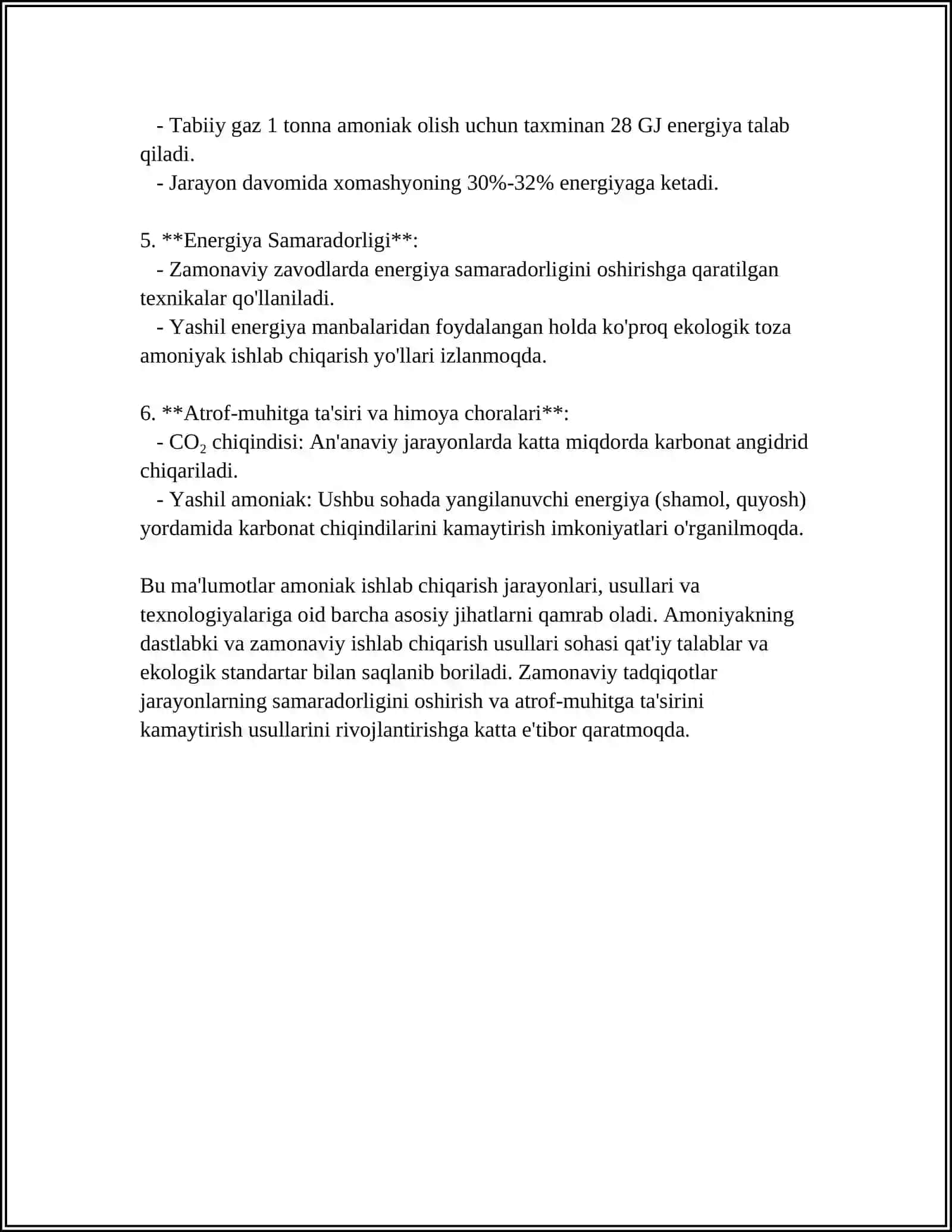 AMMIAK ISHLAB CHIQARISH VA XOSSALARI 4