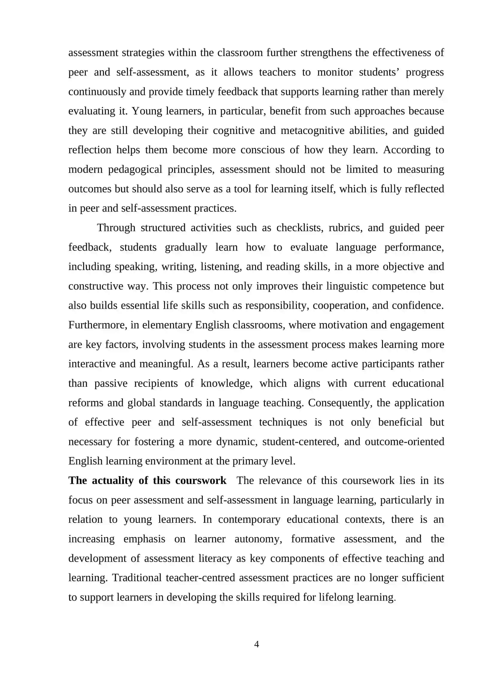 EFFECTIVE PEER AND SELF-ASSESMENT TECHNIQUES IN ELEMENTARY ENGLISH LEARNING 4
