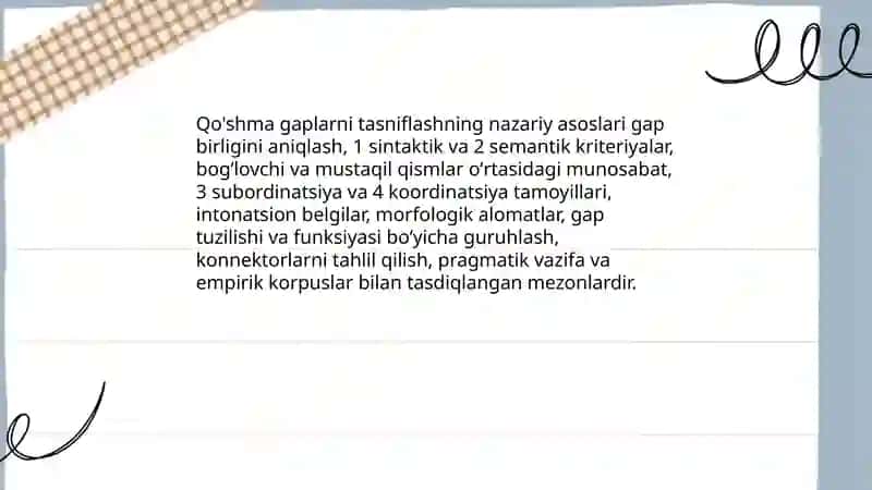 Qo'shma gaplarning turlari va tasnif masalalari 4