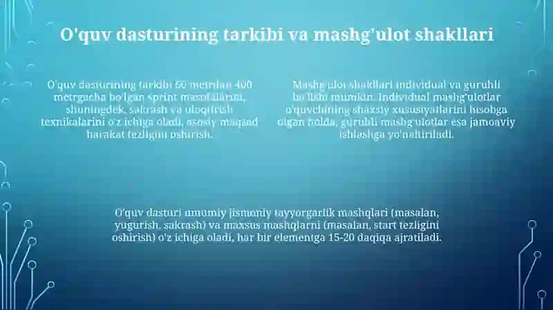 Trek va yengil atletika mashg'ulotlarining asoslari 4