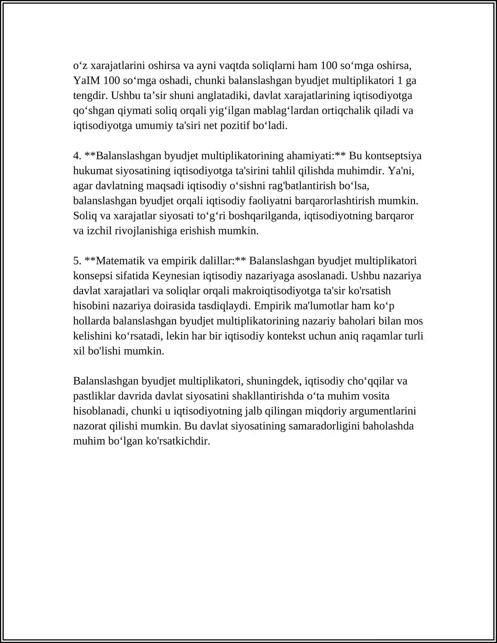 Balanslashgan byudjet multiplikatori 4