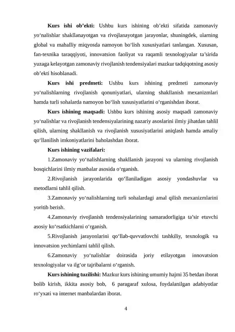 Zamonaviy yo’nalishlar va rivojlanish tendensiyalari 4