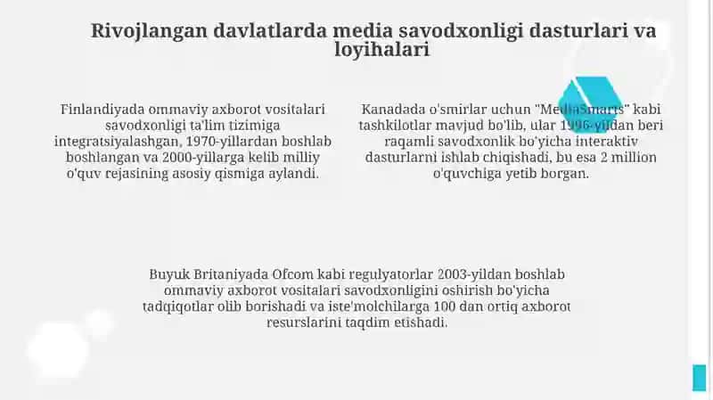 Media savodxonligi bo'yicha xalqaro tajriba va uni O'zbekistonga moslash 4
