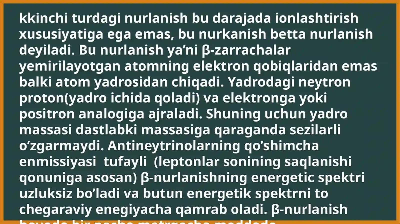 Betta nurlanish uchun radioaktiv  nurlanish qonunini o'rganish 4