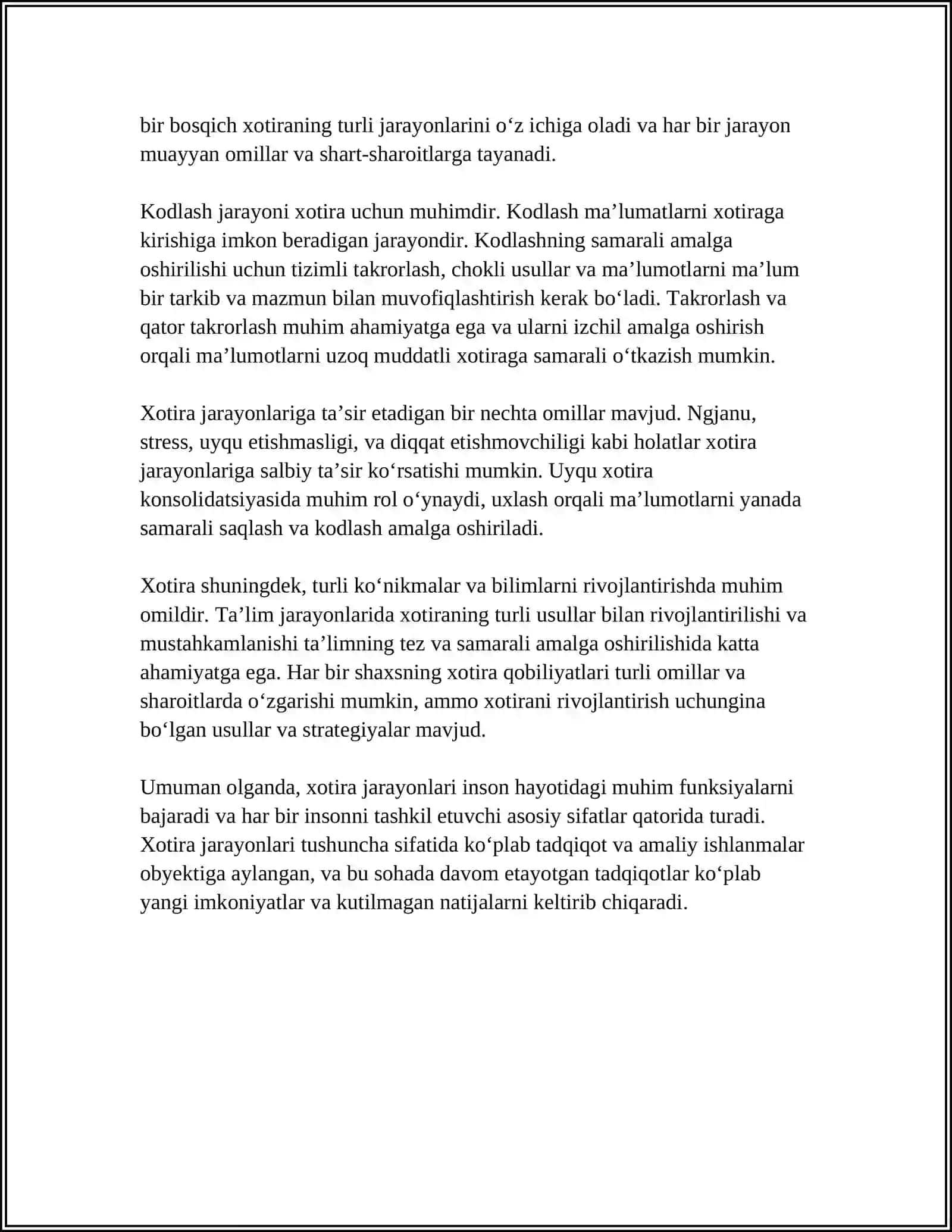 Xotira jarayonlari va turlari 4