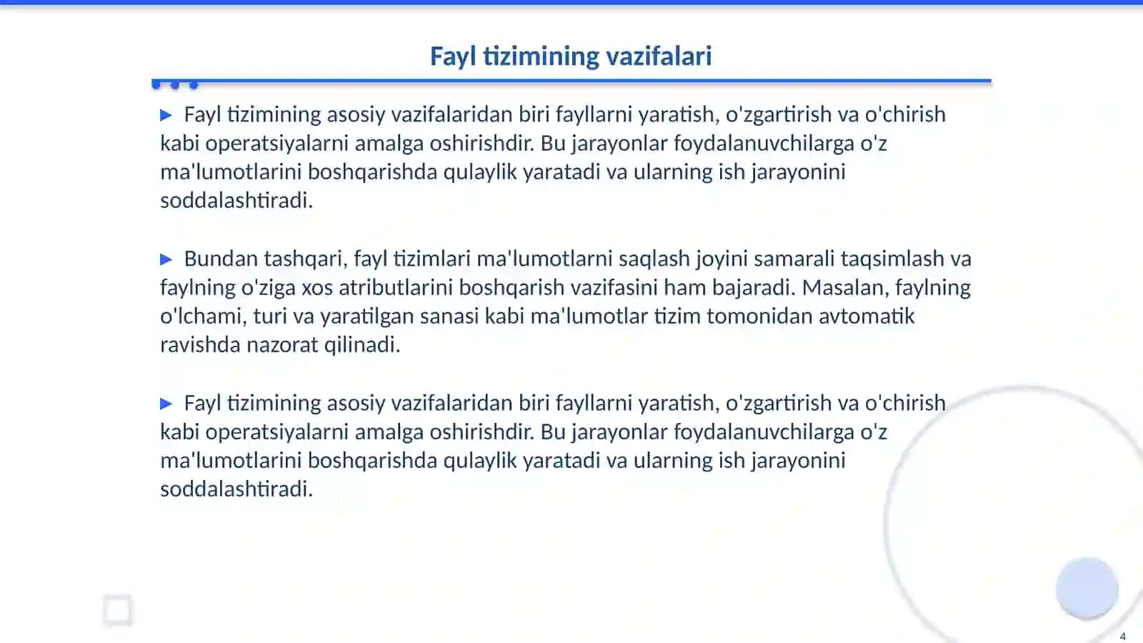 Fayl sistemasining asosiy tushunchalari 4