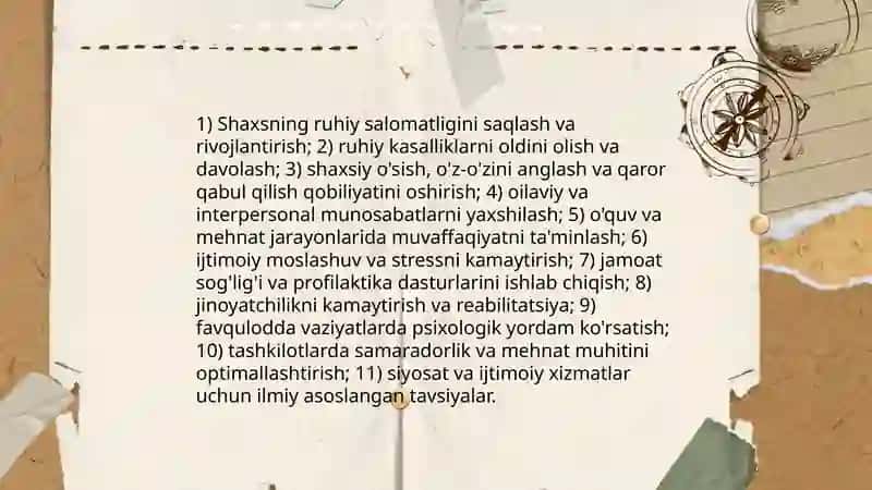 Psixalogiya fanining maqsad va vazifalari 4