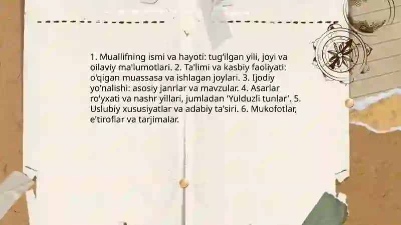 Yulduzli tunlar asari haqida umumiy tushuncha 4