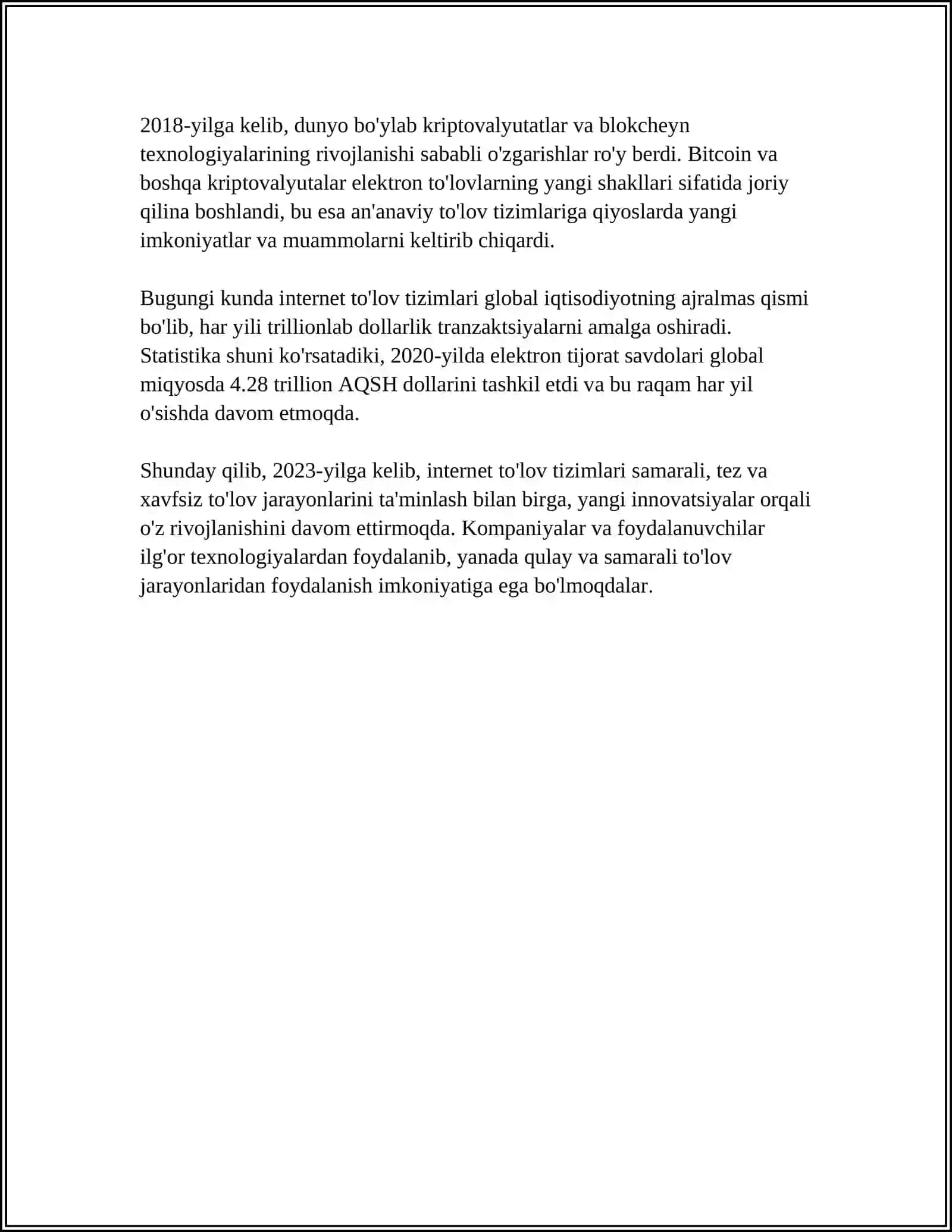 INTERNET TO'LOV TIZIMLARI VA ULARNING ISHLASH TEXNOLOGIYALARI 4