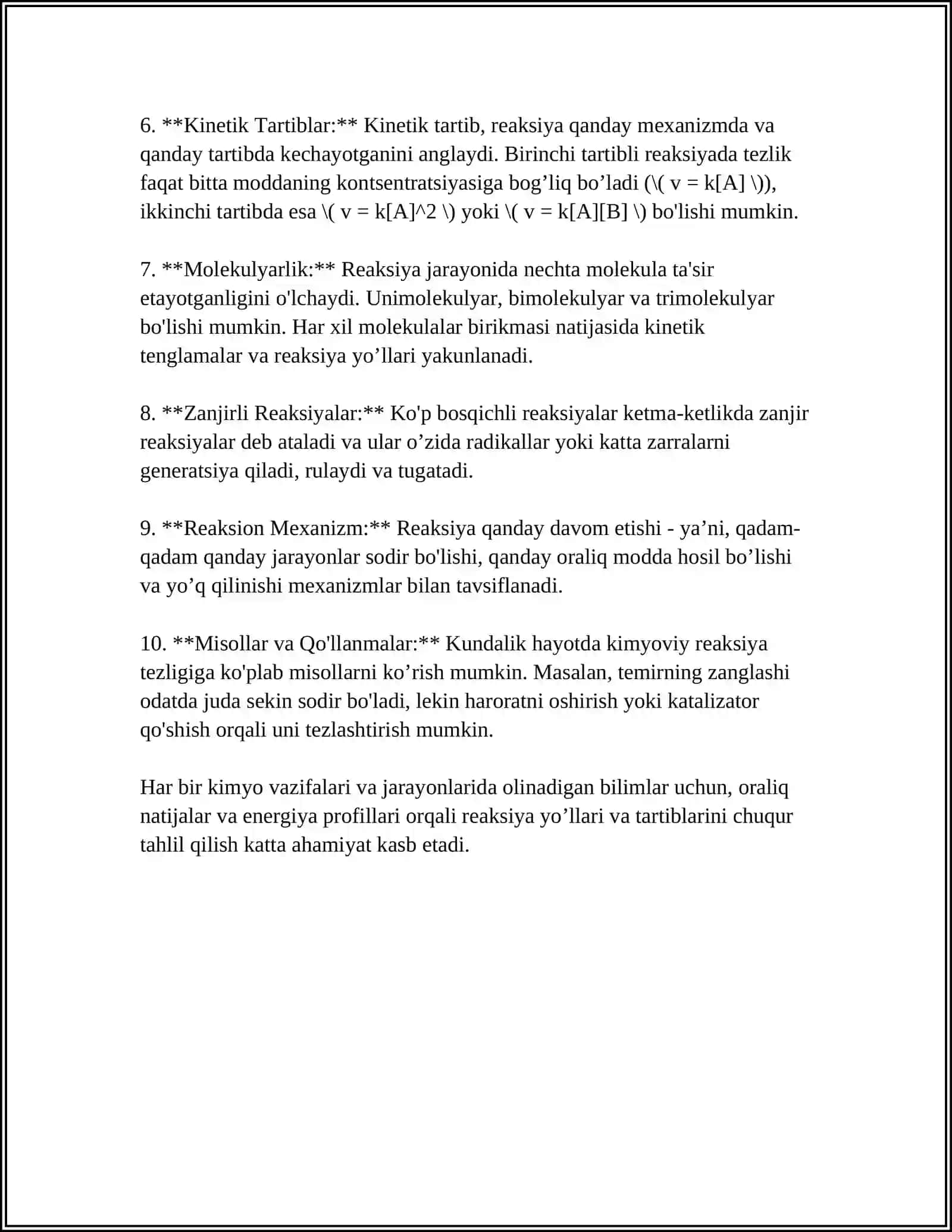 KIMYOVIY REAKSIYALARNING KINETIK TENGLAMALARI 4