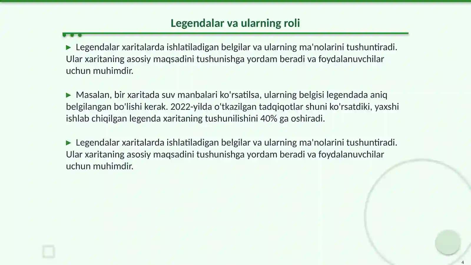 Xaritaning legendasini ishlab chiqish 4