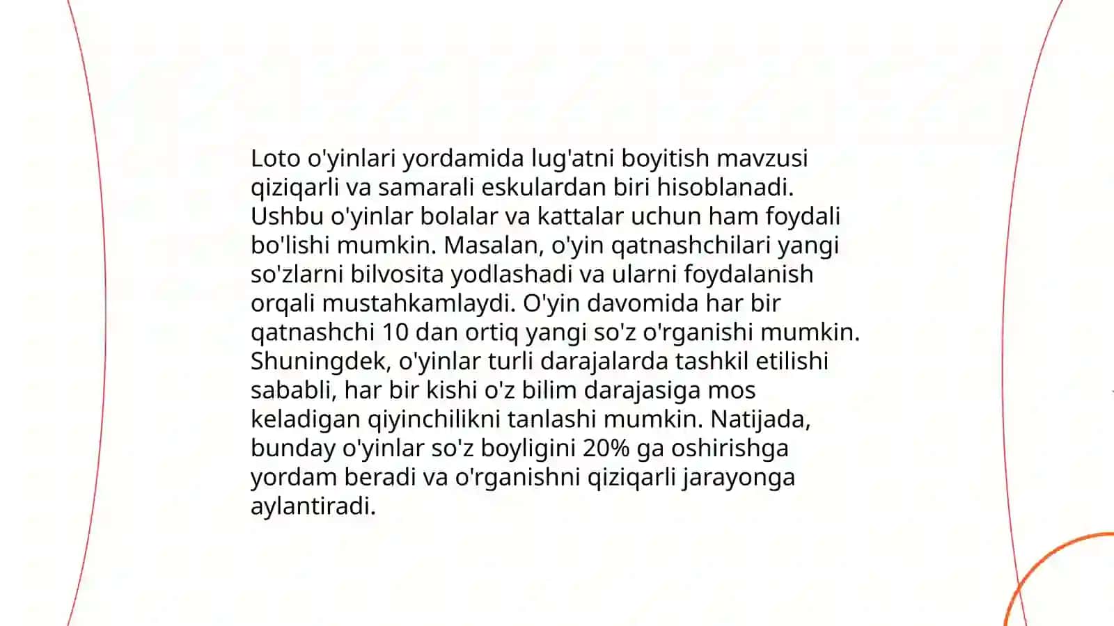 Luğat Boylikni Oshiruvchi O'yinlar 4