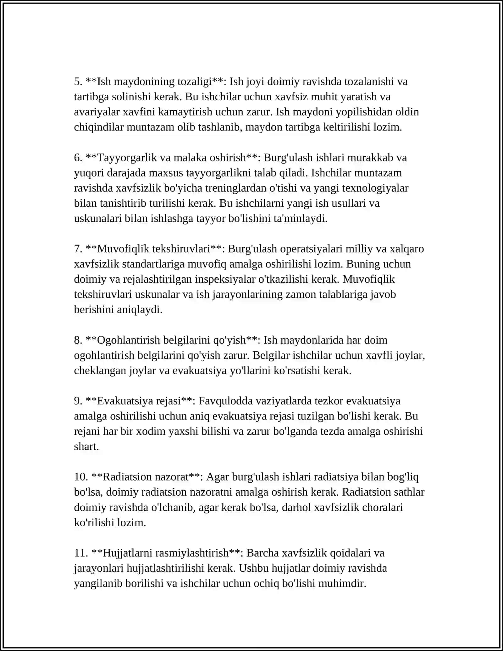 BURG'ULASH ISHLARIDA XAVFSIZLIK QOIDALARI 4