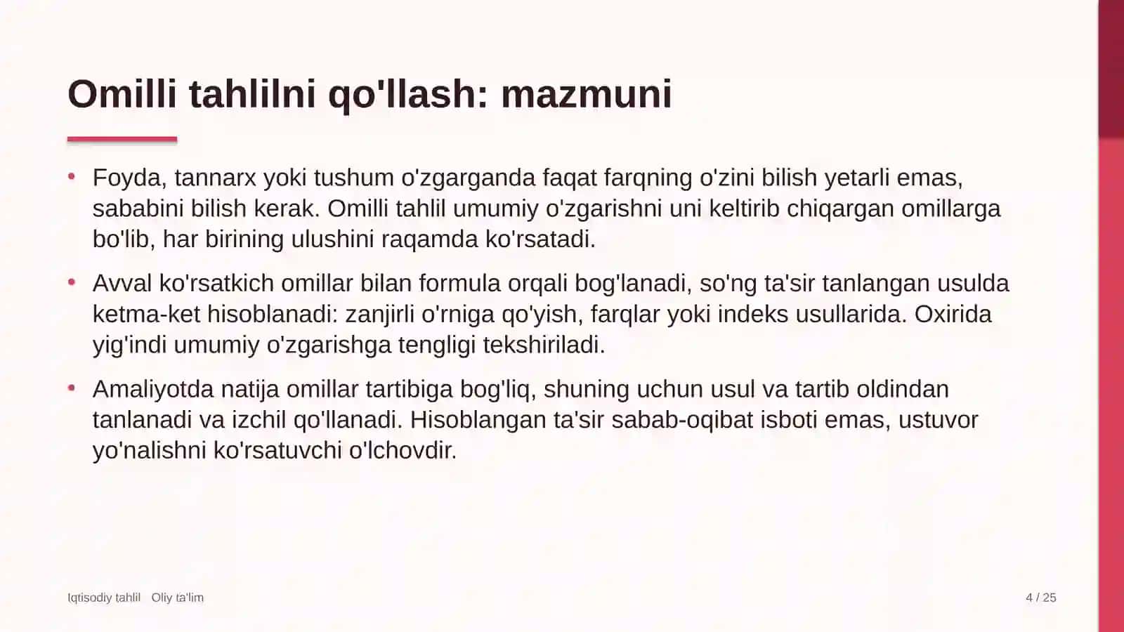 Yo'l qurilishida omilli tahlilni qo'llash 4