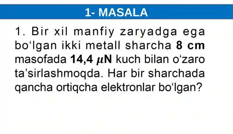 FIZIKA. MASALALAR YECHISH 4