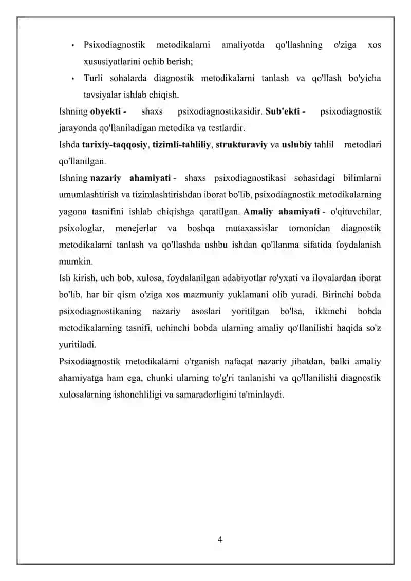 Shaxs Psixodiagnostikasida Qo'llaniladigan Metodikalar Tasnifi 4
