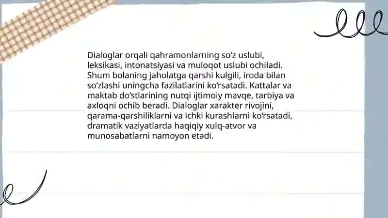 Shum bola asarida qahramon nutqi ustida ishlash 4