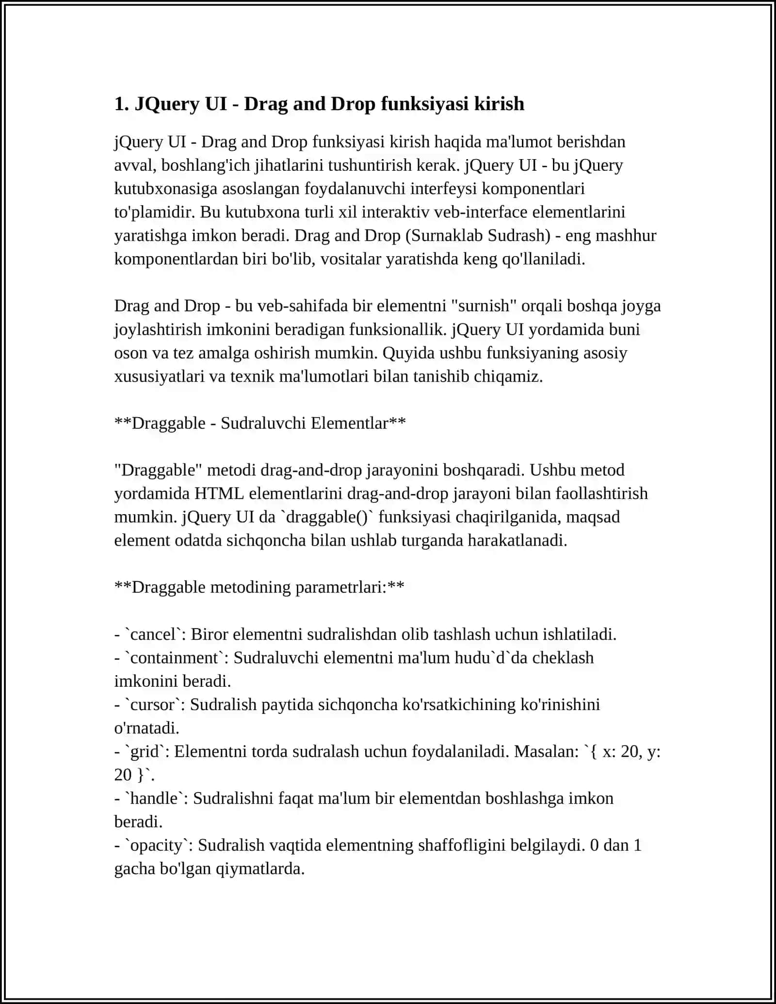 JQUERY UI INTERAKTIV IMKONIYATLARI: DRAG AND DROP 4