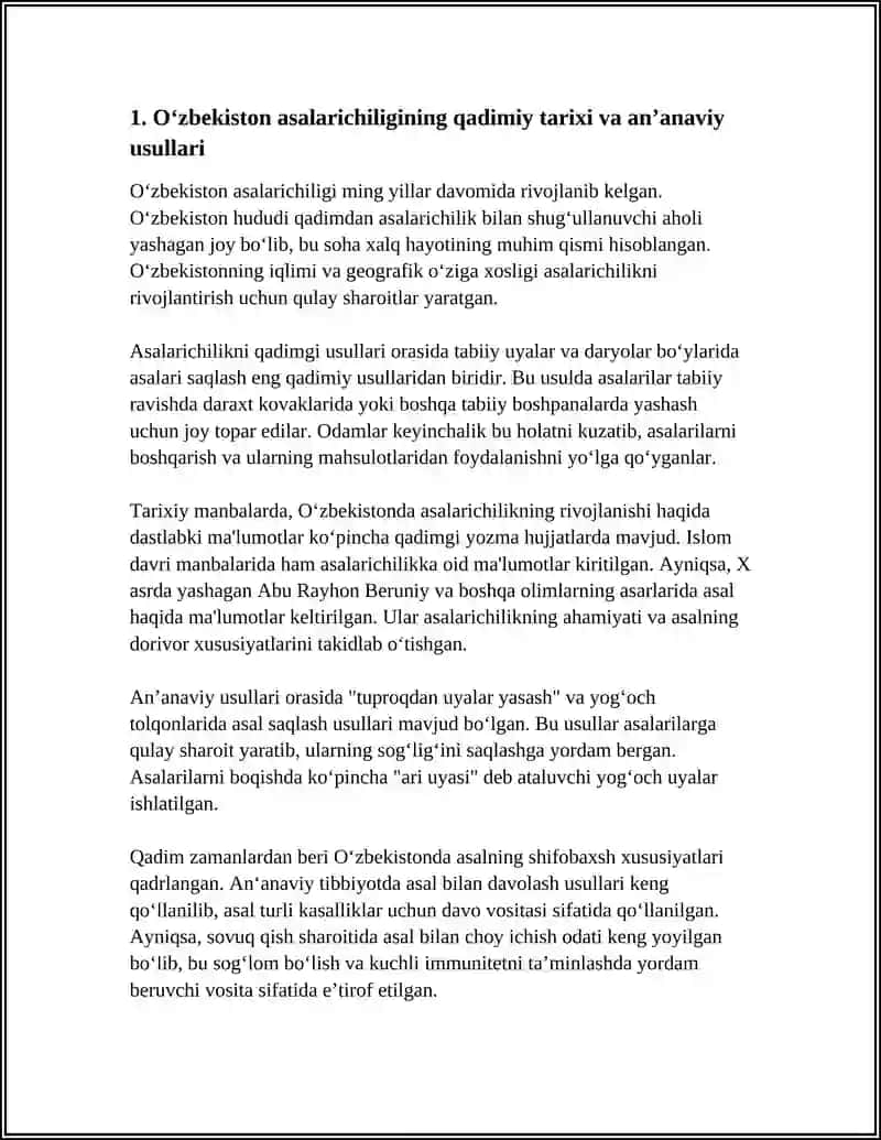 O‘zbekistonda Asalarichilikning Rivojlanish Tarixi va Hozirgi Holati 4