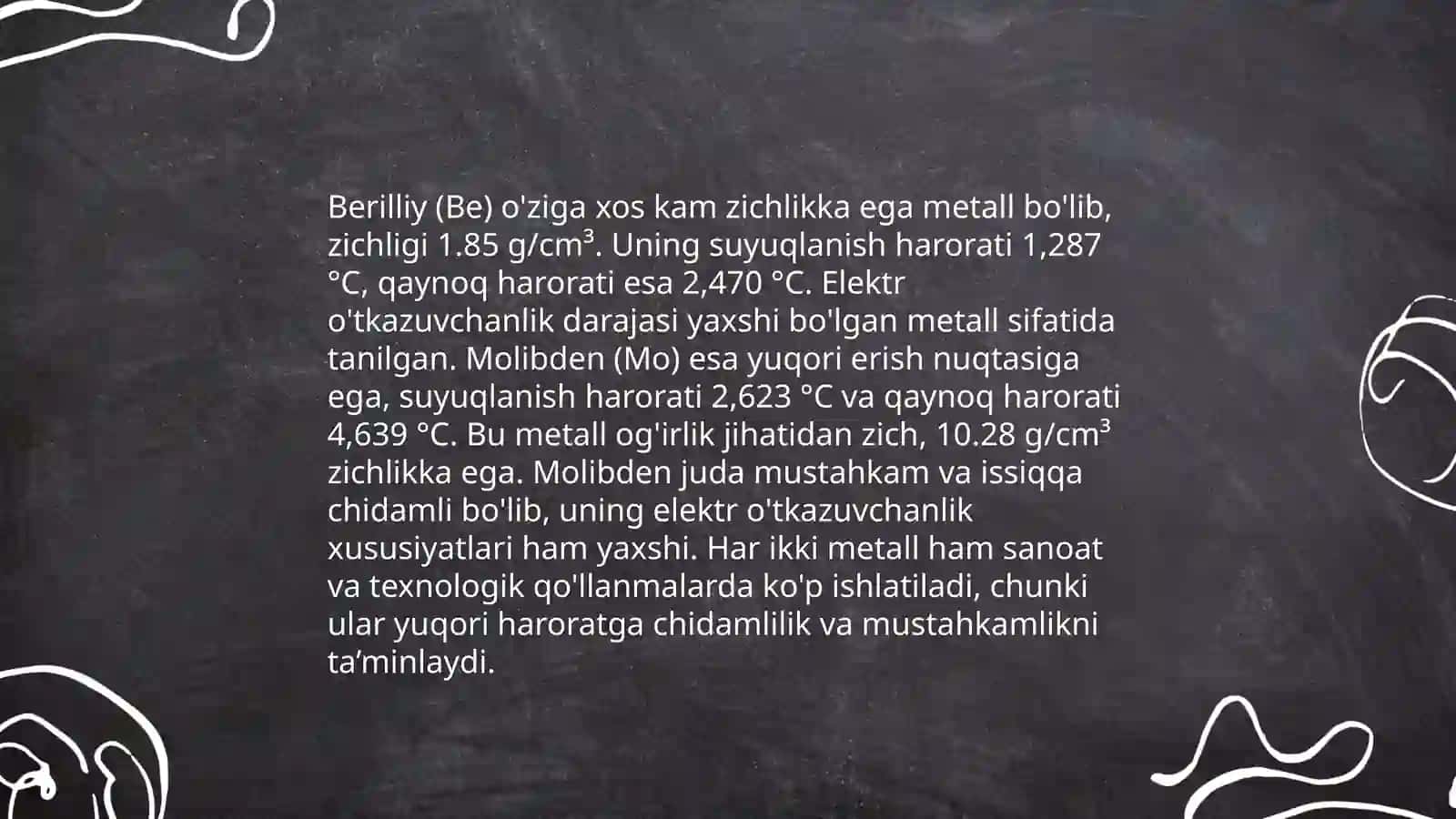 Berilliy va Molibdenning Kimyoviy Xususiyatlari 4