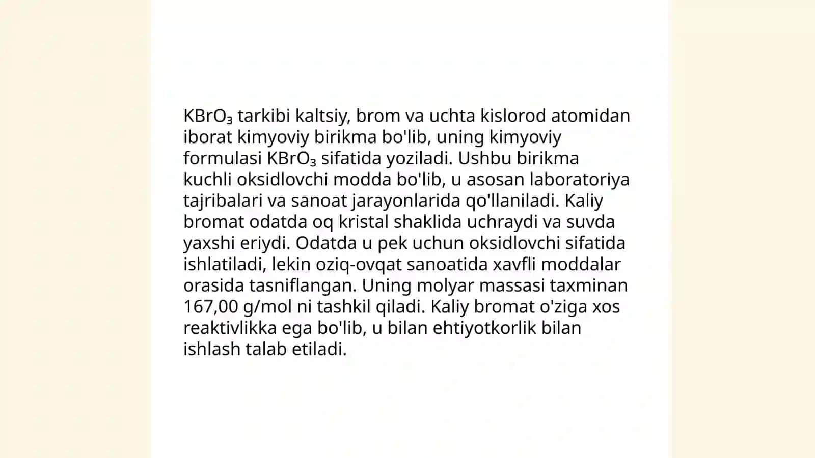Bromometriya usulida kbro3 eritmasini tayyorlash 4