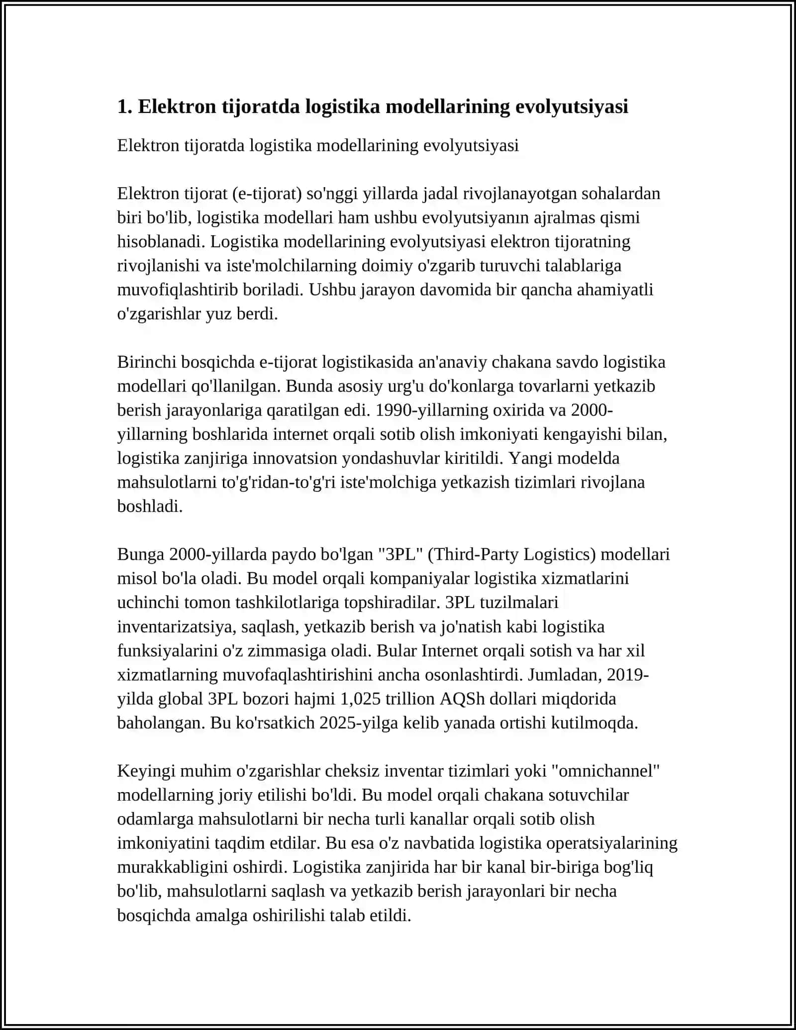ELEKTRON TIJORATDA LOGISTIK MODELLARNING RIVOJLANISHI 4
