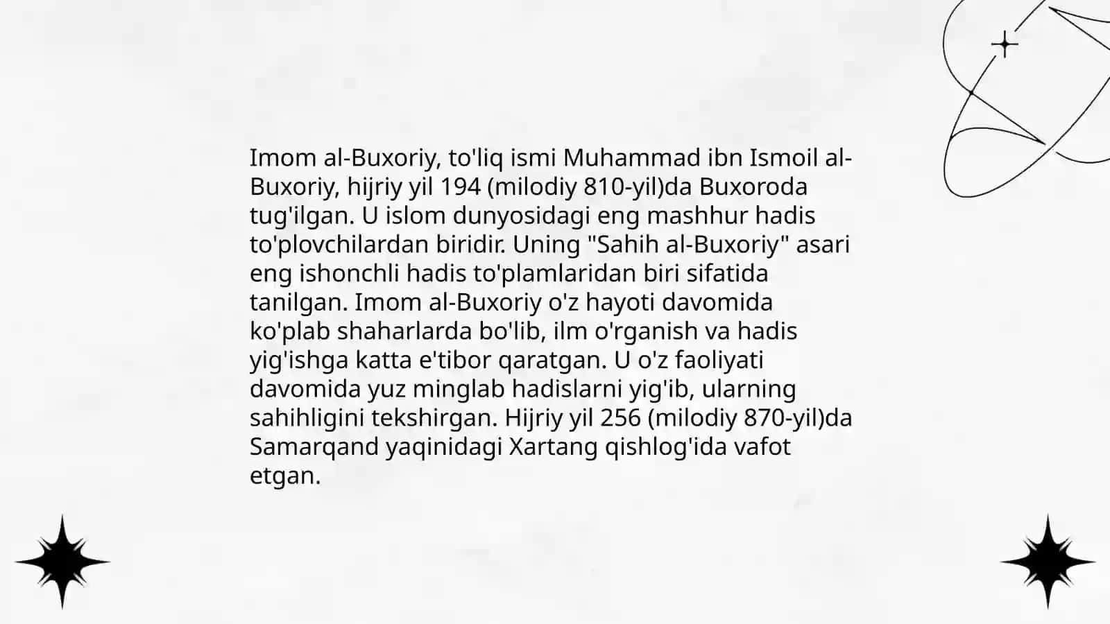 Imom al Buxoriy hayoti va ijodi 4
