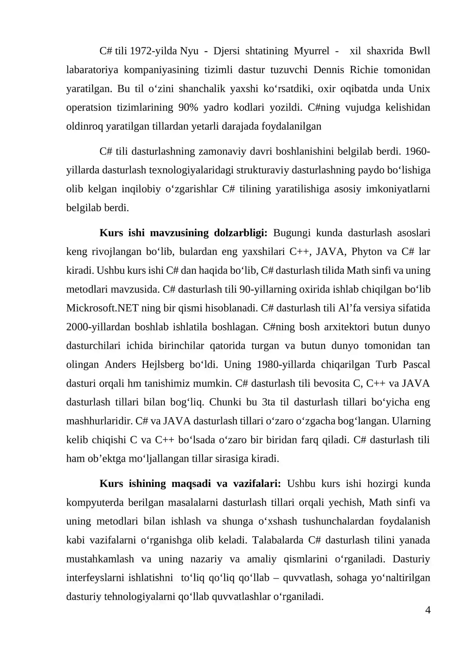 Dasturlash asoslari fanidan "C# dasturlash tilining Math sinfi va uning metodlari" 4