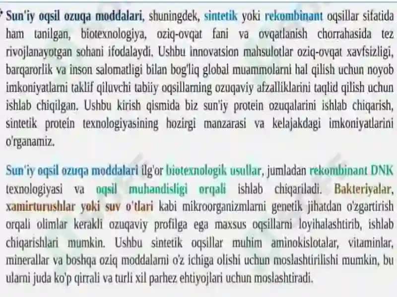 Sun'iy Oqsil Ozuga Moddalari 4