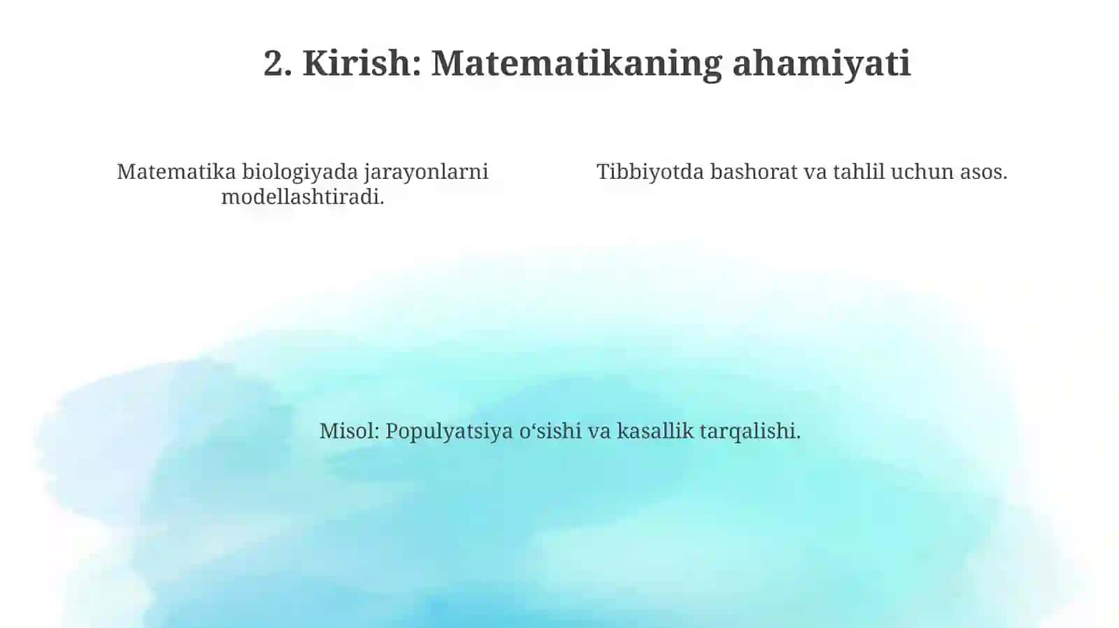 Biologiya va Tibbiyotda Matematika 4