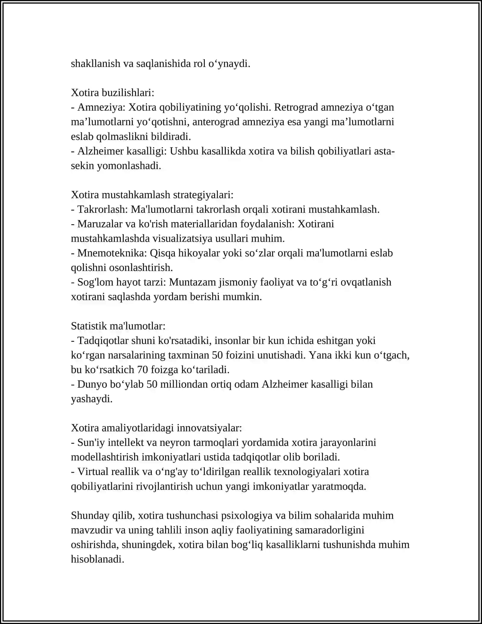 XOTIRA TUSHUNCHA 4