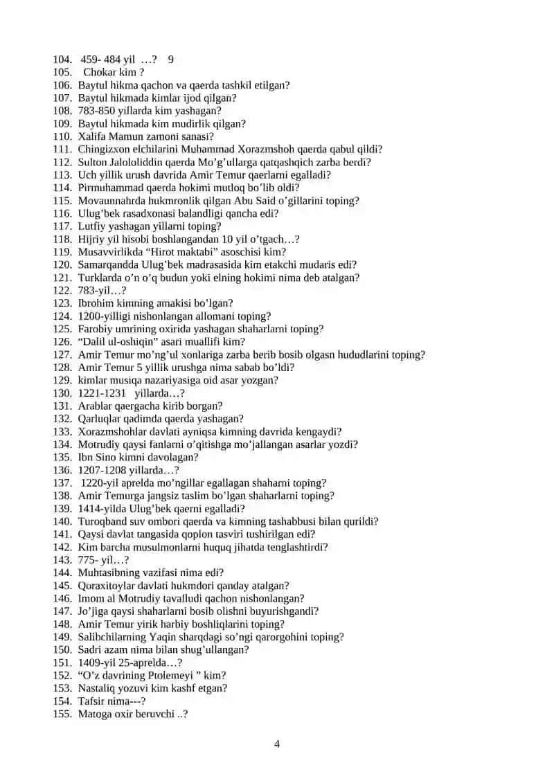 7-sinf O’zbekiston tarixidan savollar 4