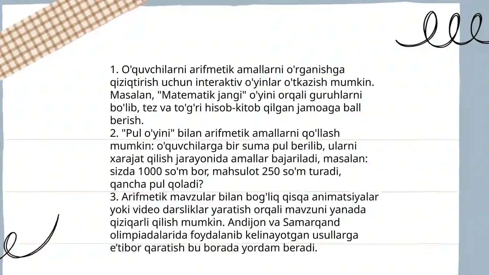 Arifmetik amallarni o'rgatishning umumiy yo'llari 4