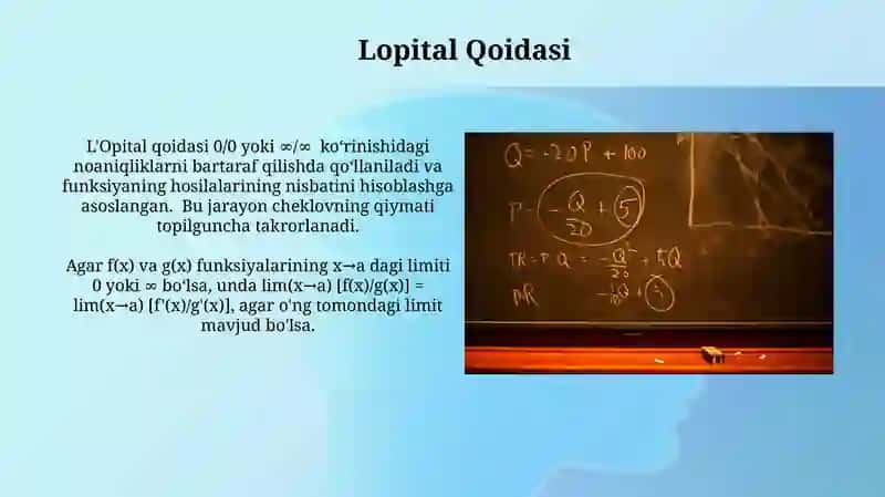 Limitlar xossalari va ularni hisoblash usullari 4