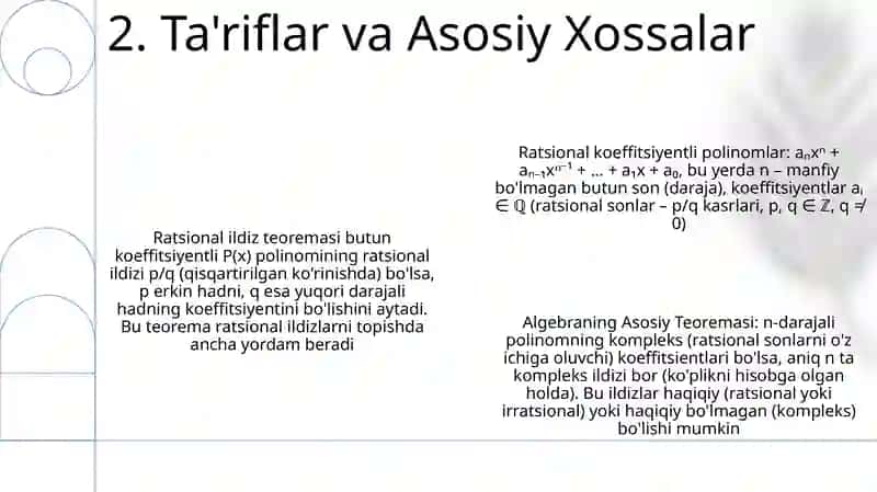 Ratsional koeffitsiyenti koʻphadlar 4