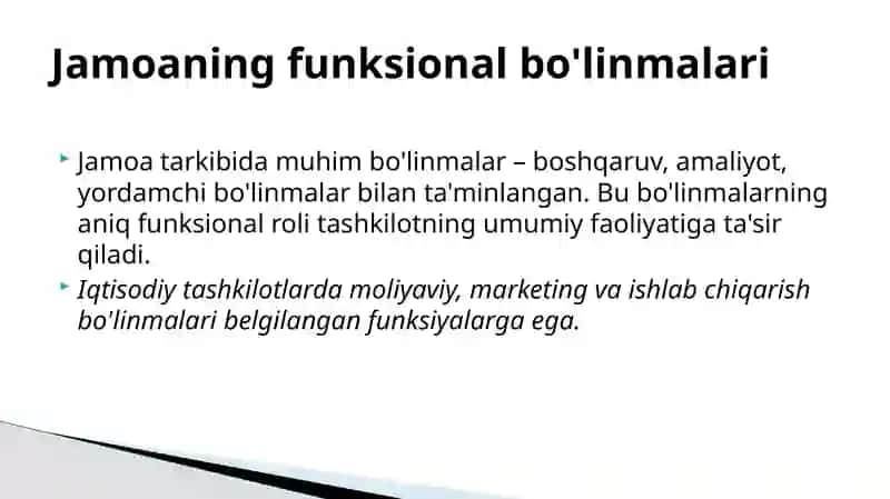 Jamoaning funksional tuzilish va strukturasi 4