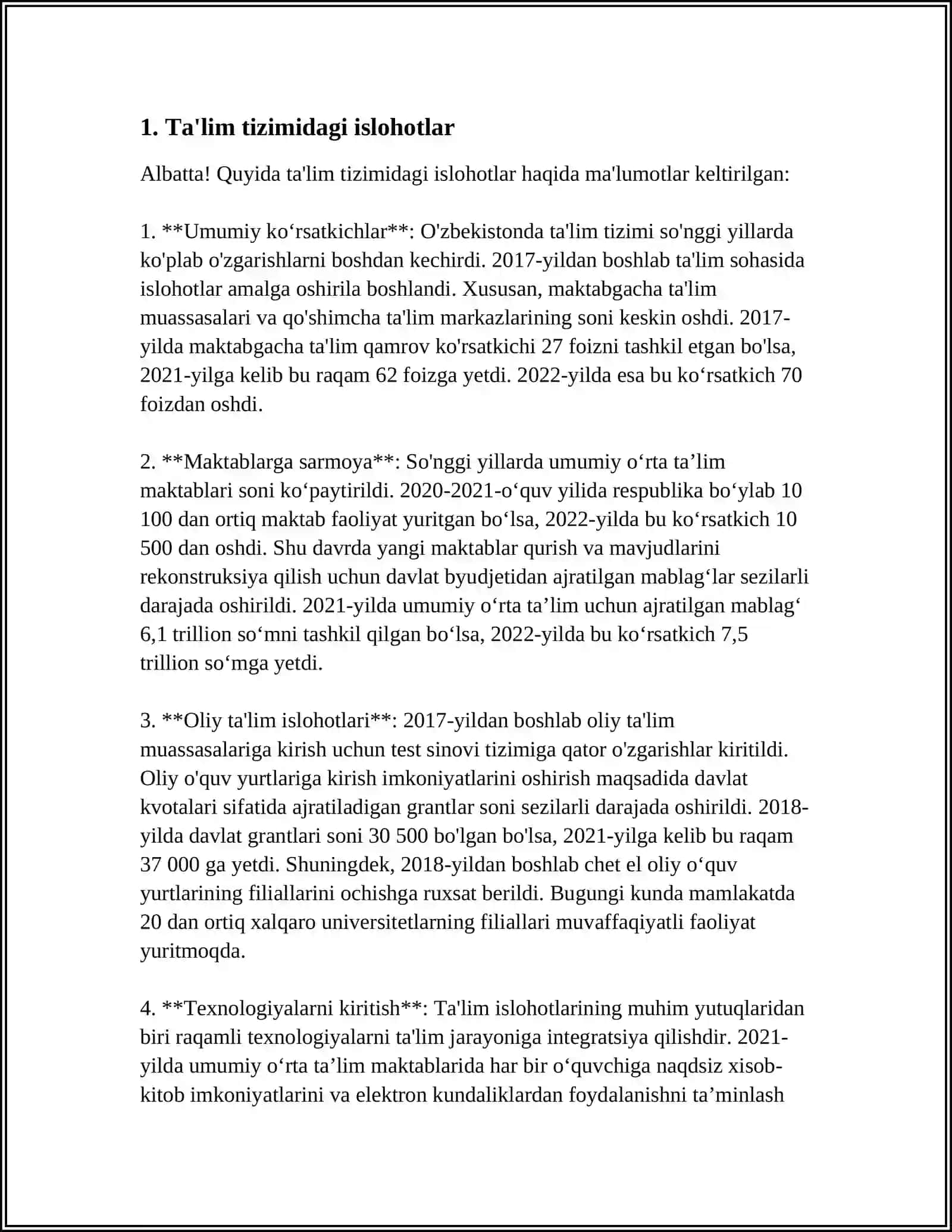 O‘ZBEKISTON RESPUBLIKASIDA IJTIMOIY SOHADAGI ISLOHOTLAR 4