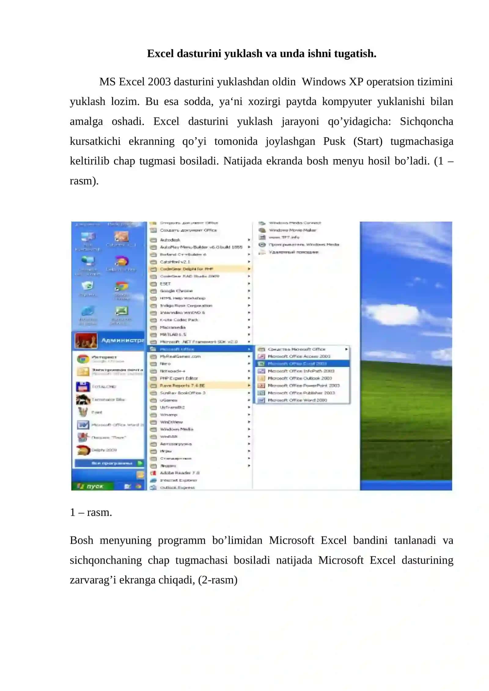 Excel dasturi bilan ishlash qo'llanmasi 4